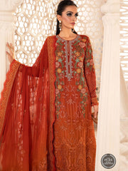 Maria B Chiffon – Orange and Rust