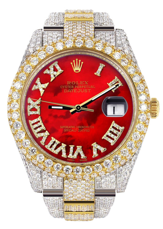 Women's Rolex Datejust 41 – 25ct Diamonds, Red MOP Roman Dial, Two-Tone Oyster Band