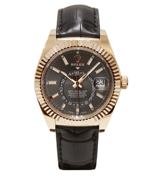 Rolex Sky-Dweller Rose Gold 326135 Dark Rhodium Dial