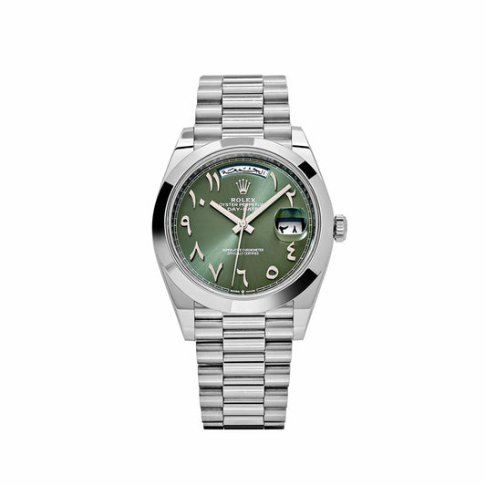 Rolex Day-Date 228206 Platinum  Olive Green Arabic Dial