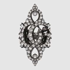 GG Marmont crystal wide ring - palladium-toned brass