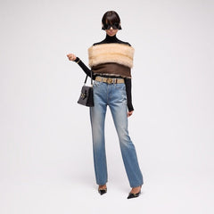Reversible belt with Interlocking G buckle - sand GG canvas and leather