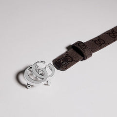 Reversible GG Marmont thin belt - brown and black GG canvas
