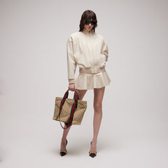 GG small tote bag - sand and brown GG canvas