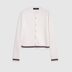 GG fine cotton viscose jacquard cardigan - ivory