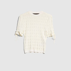 Braided cotton blend top - white