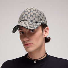 GG cotton canvas baseball hat - beige and blue