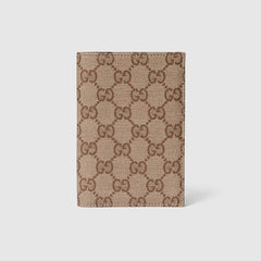 Gucci Essence Classic passport case - sand and brown GG canvas