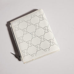 Small perforated GG wallet - white GG leather