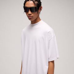 Lightweight silk jersey T-shirt with embroidery - white