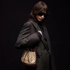 Gucci Venice small bucket bag - sand and brown GG canvas