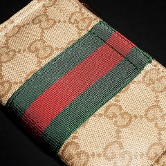 Mini pouch with Web - sand and brown GG canvas