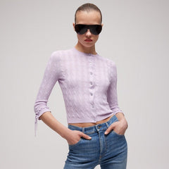 Braided cotton blend cardigan - lilac