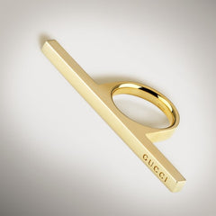 Horizontal bar ring - gold-toned brass