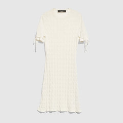 Braided cotton blend dress - white