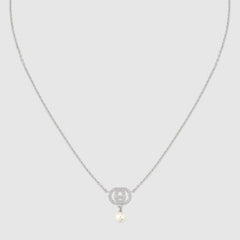 Crystal and pearl necklace - palladium-toned brass