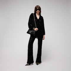 Floral devoré velour shirt - black