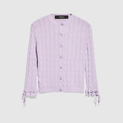 Braided cotton blend cardigan - lilac