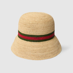 Woven fabric hat with Web - light beige