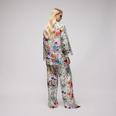 Printed silk twill pants - multicolor