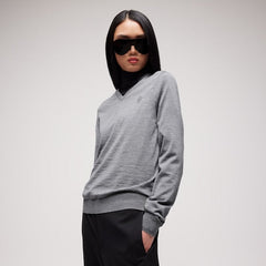 Fine wool sweater with embroidery - grey