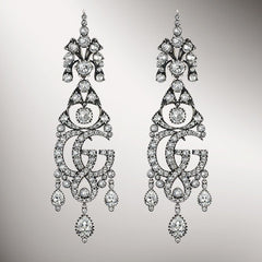 GG Marmont crystal chandelier earrings - palladium-toned brass