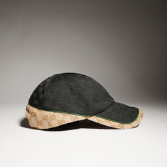 GG cotton canvas baseball hat - black and sand