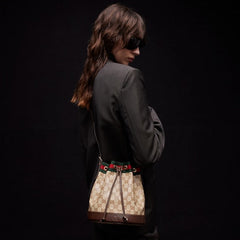 Gucci Venice small bucket bag - sand and brown GG canvas