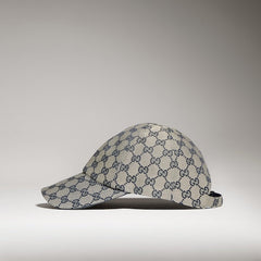 GG cotton canvas baseball hat - beige and blue