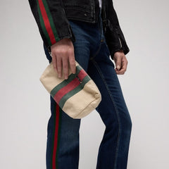 Positano small pouch - ivory canvas