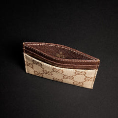 Gucci Essence Classic card case - sand and brown GG canvas