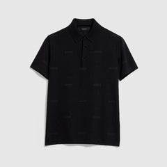 Wool silk Gucci jacquard polo shirt - black