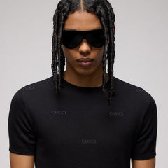 Wool silk Gucci jacquard T-shirt - black