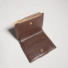 Small wallet with Web - sand and brown GG canvas